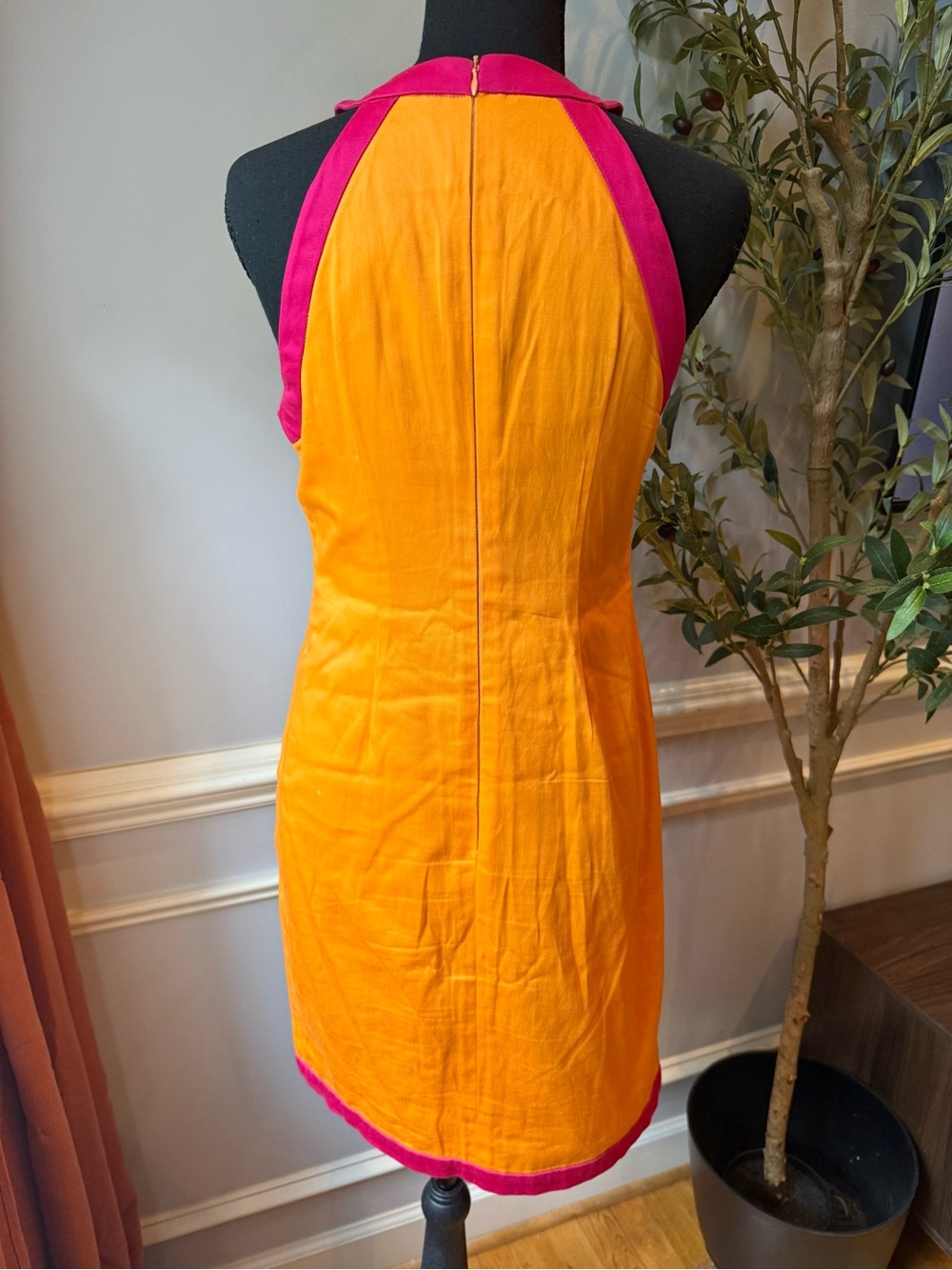 Jade Melody Tam Colorblock Shift Dress Orange Pink Mod Mini XS - Picture 3 of 8